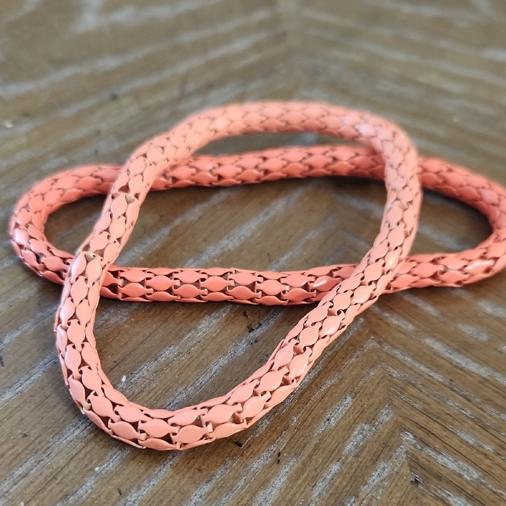 Two Coral Tone Metal Chain Bracelets